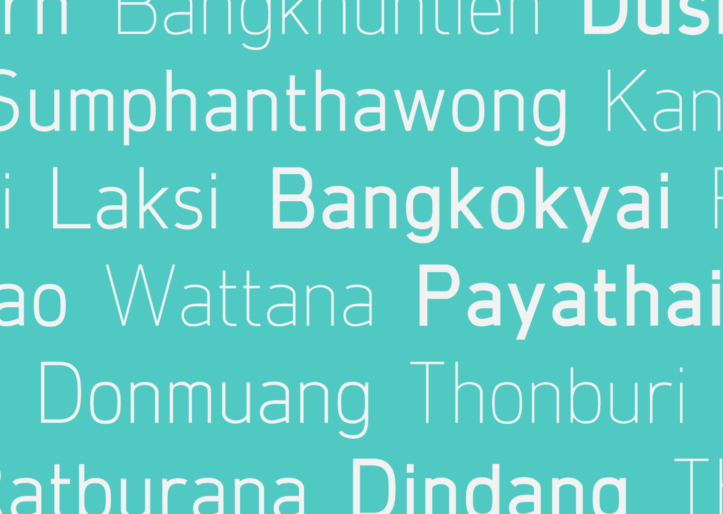 Ekkamai New, Thai and Latin word cloud